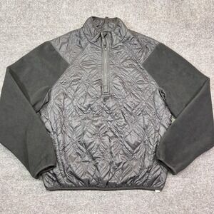Fabletics The Loft Jacket Mens Medium Black Quilted 1/2 Zip Insulated Hybrid